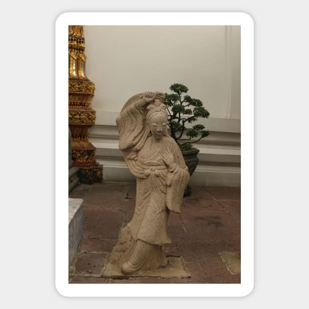 Stone sculptures from an Asian woman at Wat Pho Buddha temple.1 Sticker by kall3bu